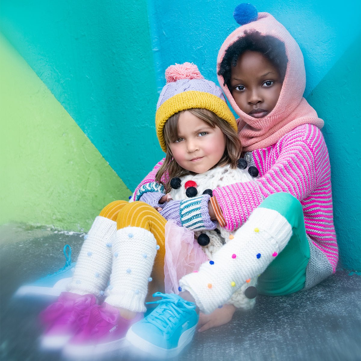 Hand Knit Pom Leg & Arm Warmers - Cabbages & Kings