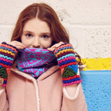 Hand-Knit Multi-Colored Fingerless Gloves