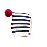 Buttoned Stripe Bonnet