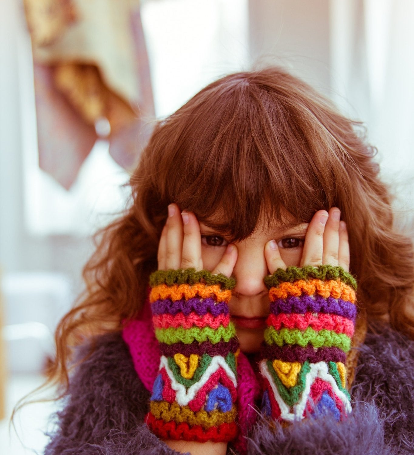 Hand - Knit Multi - Colored Fingerless Gloves - Cabbages & Kings