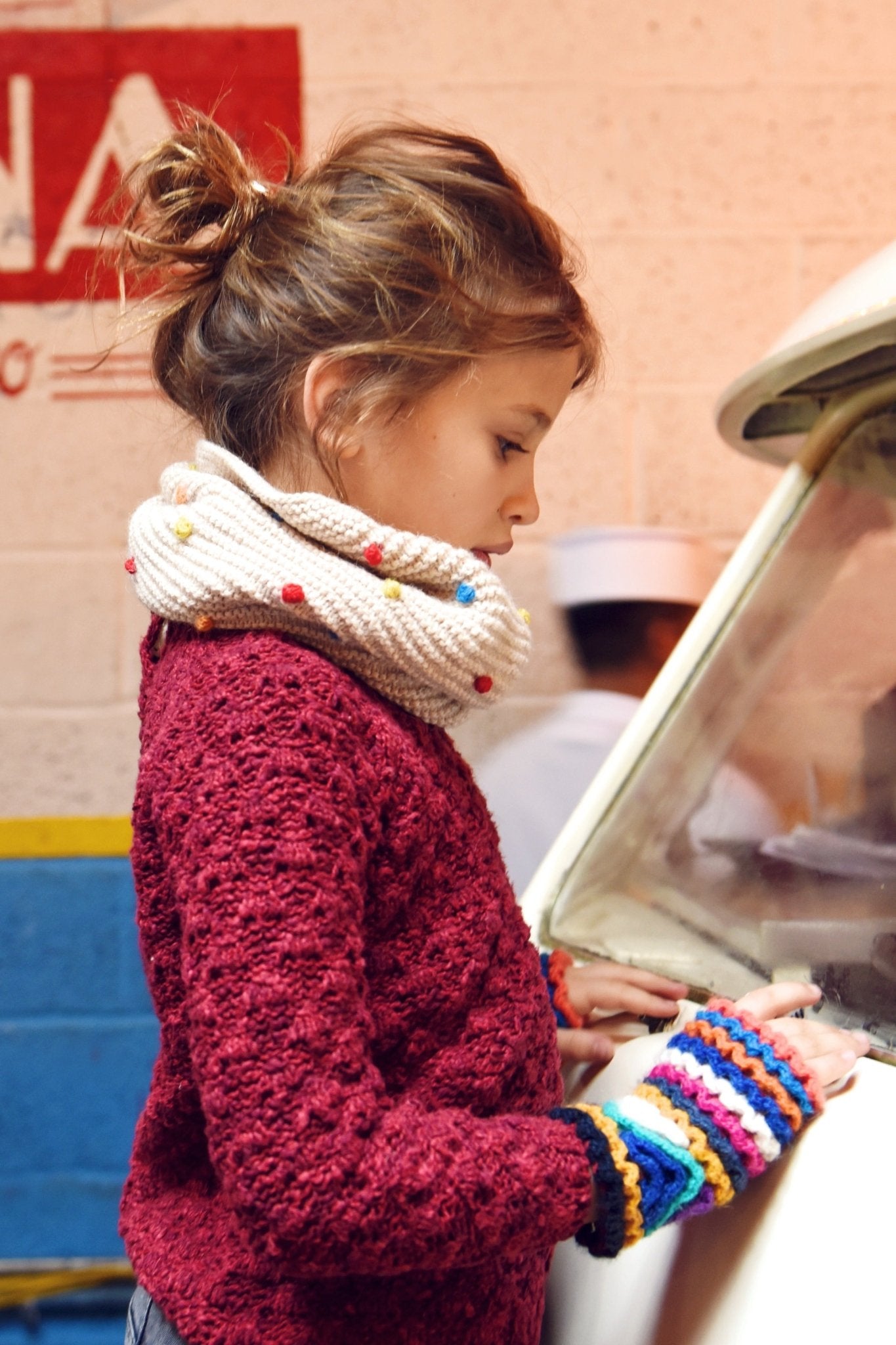 Hand - Knit Multi - Colored Fingerless Gloves - Cabbages & Kings