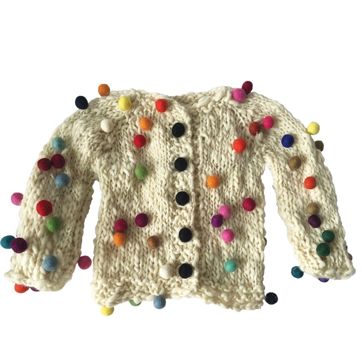 Hand - Knit Pom Cardigan - Cabbages & Kings