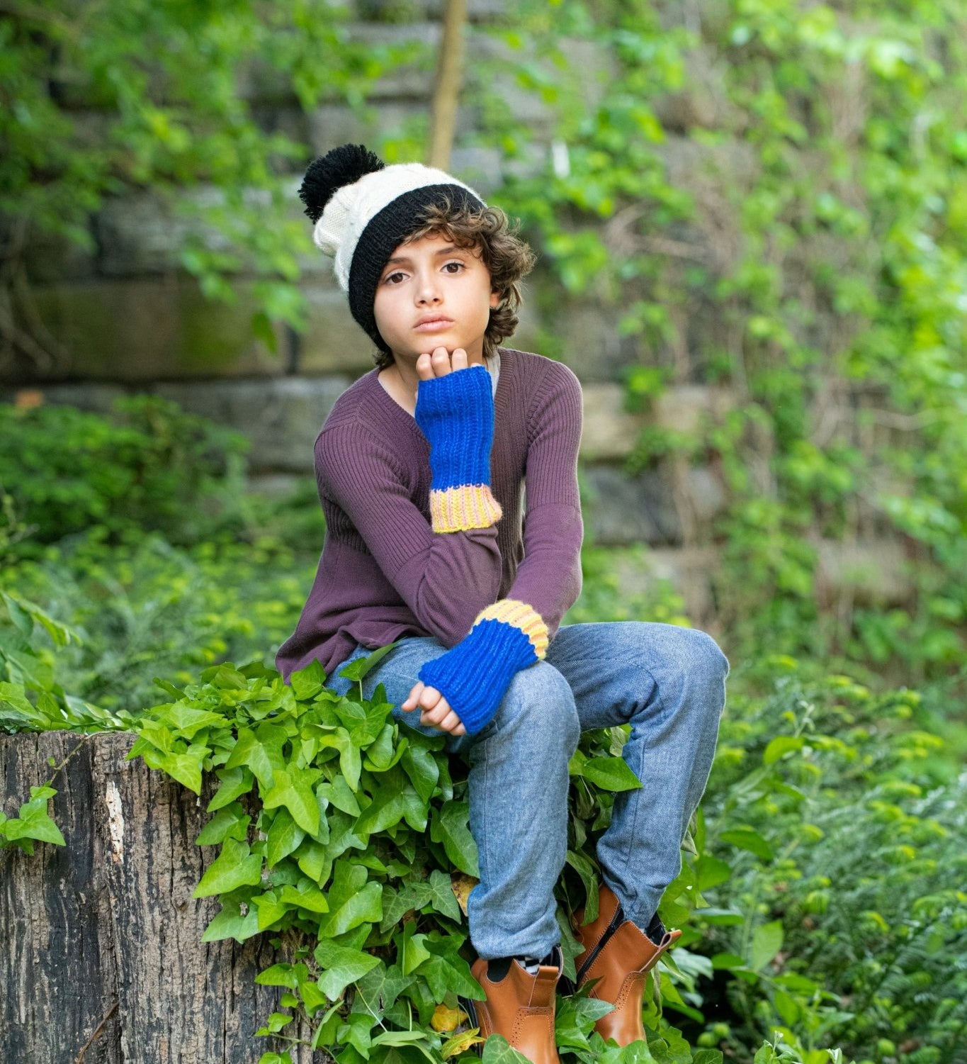 Kids Cable Knit Fingerless Gloves - Cabbages & Kings