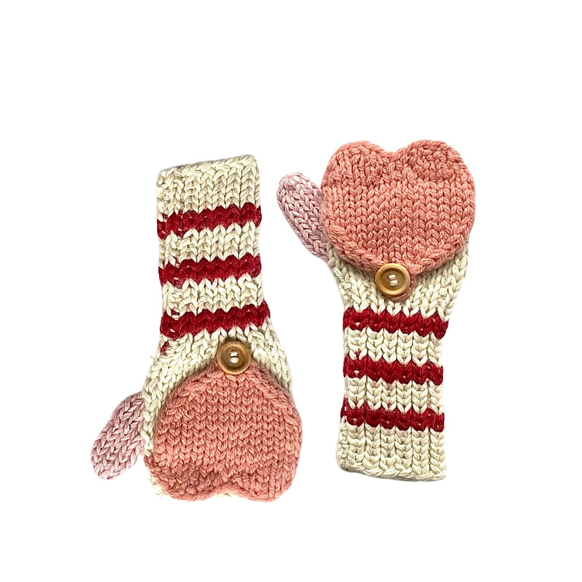 Kids Fingerless Fold - Over Heart Mittens - Cabbages & Kings