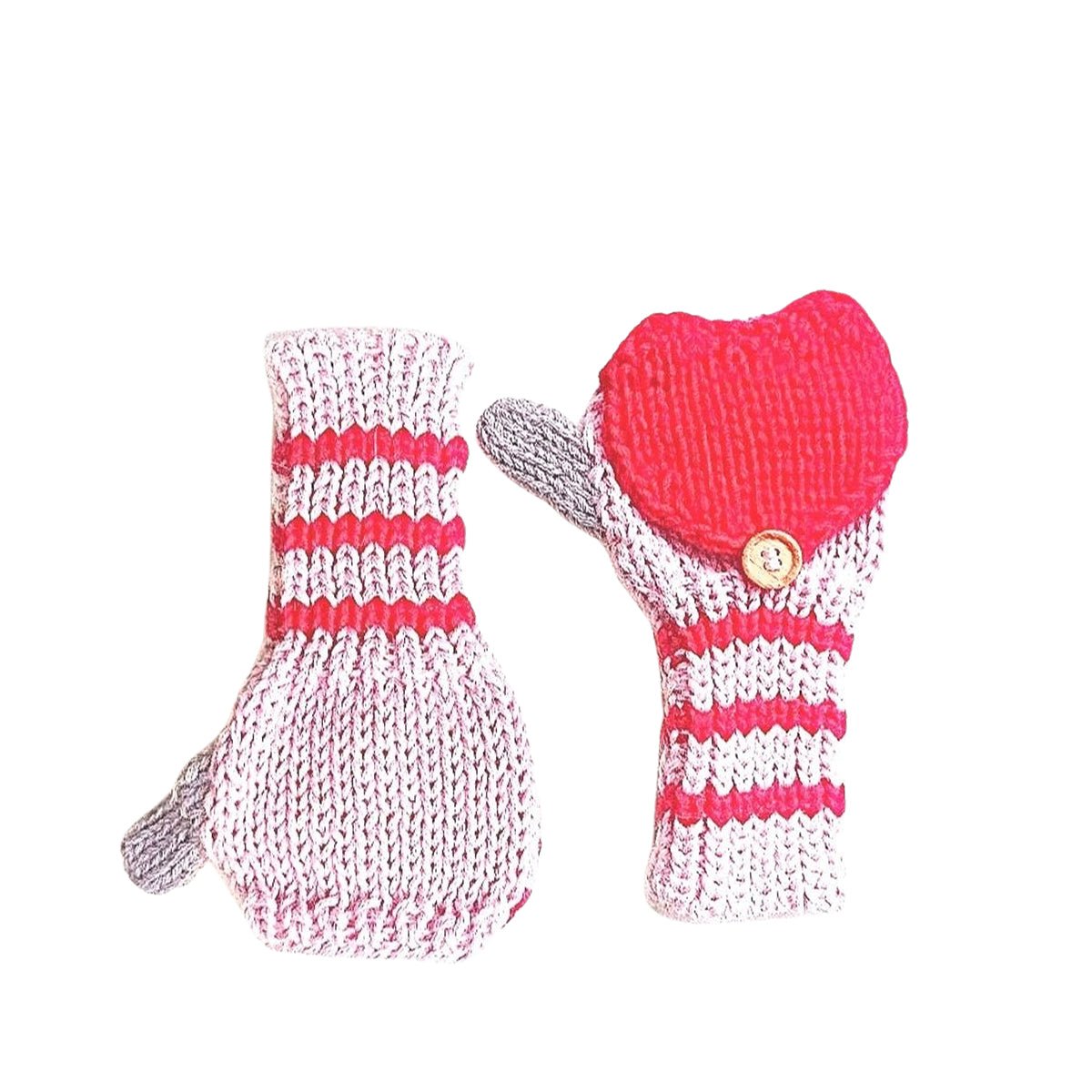 Kids Fingerless Fold - Over Heart Mittens - Cabbages & Kings