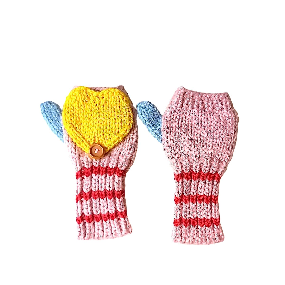 Kids Fingerless Fold - Over Heart Mittens - Cabbages & Kings